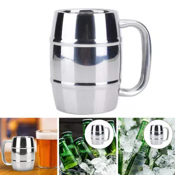 Кружки из нержавеющей стали — идеально подходят для кофе и чая, 1 шт. (Нержавеющая сталь) Серебро, 300мл