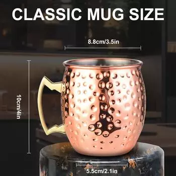 Кружки Leeseph Moscow Mule, кованые медные чашки с покрытием из нержавеющей стали 304, для холодных напитков, пива, вина, баров, вечеринок, в подарок