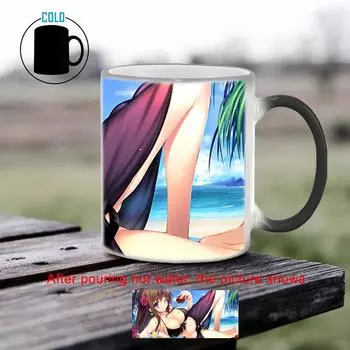 Кружки с эффектом обесцвечивания Cartoon Beach Beauty BSKT-236 Керамические кофейные чашки Оптовая продажа кружек с эффектом изменения цвета Персонализированные подарки Посуда для питья 301-400ml
