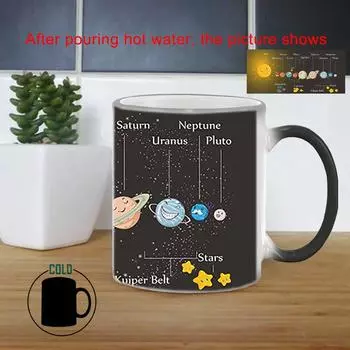 Кружки с эффектом обесцвечивания в виде мультяшной Солнечной системы BSKT-220 Kawaii Cup Термочувствительная кружка Персонализированные подарки в стиле аниме Кружки с изменяющимся цветом 301-400ml