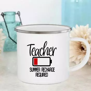 Кружки с принтом «Учитель», «Питьевая вода», «Молоко», «Эмалированная кружка», «Креативные чашки для кофе и чая, для школы и дома, с ручкой, посуда для напитков, подарок учителю 360ml