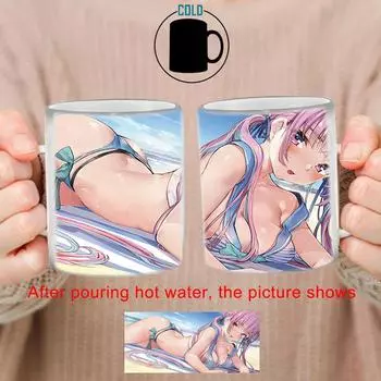 Кружки-сувениры в стиле аниме BSKT-016, кружки и чашки для кофе, меняющие цвет, персонализированные подарки, посуда для питья, керамика, индивидуальный заказ 350ml
