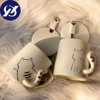 Кружки женская ложка кофейная чашка керамическая пара стиль простая домашняя чашка для питья чашка для завтрака чай с молоком