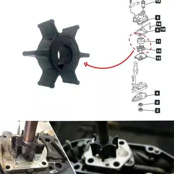 Крыльчатка водяного насоса 6E0-44352-00-00 Для Yamaha 4 5 6 л.с. 2-тактный 1-цилиндровый подвесной мотор