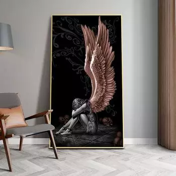 Крылья ангела девушка картина маслом рисунок плакат и гравюра гостиная украшения дома обои 21cm30cm NoFrame