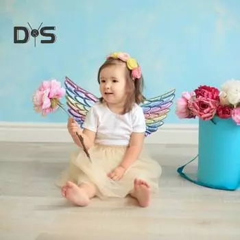 Крылья ангела для взрослых и детей, аксессуары для костюмов для косплея, унисекс, блестящие тканевые крылья для Хэллоуина, реквизит для фотосъемки на сцене золотистый