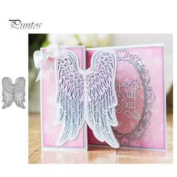 Крылья ангела, металлические штампы, сделай сам, скрапбукинг, карты, тиснение, ремесло, трафарет серебряный