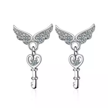 Крылья ангела, модные циркониевые сверкающие классические серьги-гвоздики для женщин, ослепительные женские элегантные аксессуары, ювелирные изделия, неподвластные времени