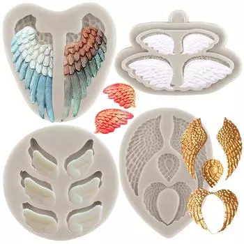 Крылья ангела, силиконовые формы для помадки для украшения торта, топпер для кексов, конфеты, шоколадная жвачка, паста, формы из полимерной глины синий