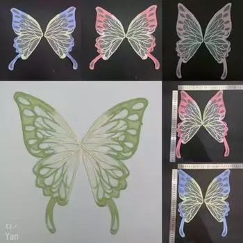 Крылья бабочки градиентного цвета: Вышитая своими руками кружевная водорастворимая органза шелковая бабочка