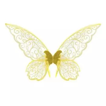 Крылья феи для детей и взрослых, крылья бабочки феи, костюм на Хэллоуин, блестящие крылья ангела, аксессуар для косплея эльфа для девочек и женщин золотистый