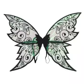 Крылья феи для девочек женщин Хэллоуин эльф косплей аксессуары органза бабочка костюм феи для вечеринки нарядов сувениры чёрный