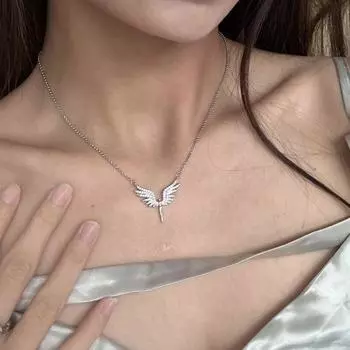 Крылья неба с бриллиантами, сверкающая цепочка на ключицу, маленькая, роскошная, чувственная, простая, женская, подходящая ко всему C1