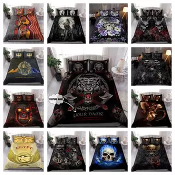 Крылатый ЧЕРЕП И ЦВЕТОК Комплект постельного белья Мягкий пододеяльник Постельное белье Подарок Single 135x200cm