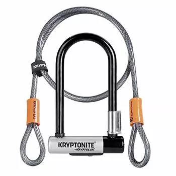 Велосипедный замок Kryptonite Kryptolok с U-образным замком Kryptoflex mini-7, 4-футовый U-образный замок (с кабелем) [элемент]