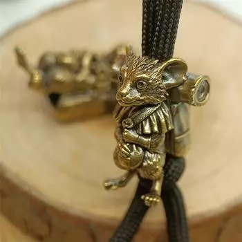 Крыса Путешественник Латунный Нож Бусины Животное Мышь Edc Diy Paracord Плетеные Браслеты Шнурки Подвески Аксессуары Подвески для Инструментов На Открытом Воздухе