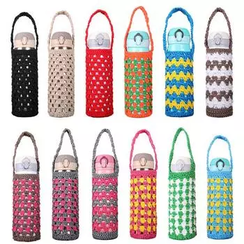 Крышка бутылки с водой Тканый теплоизолированный рукав для чашки Полая сумка Сумка для хранения с ручкой 1