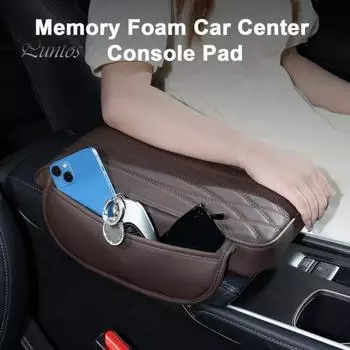Крышка центральной консоли автомобиля, подлокотник, коврик с регулируемыми ремнями, водонепроницаемая пена с эффектом памяти, накладка на центральную консоль автомобиля с сумкой для хранения L чёрный