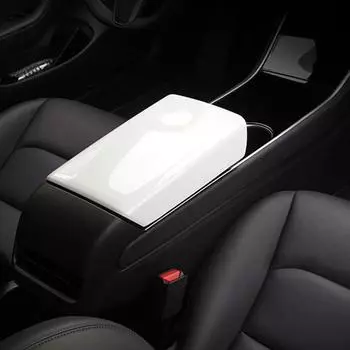 Крышка центральной консоли подлокотника из углеродного черного цвета для Tesla Model 3 2017-2024, автомобильный подлокотник, крышки мусорного ящика чёрный