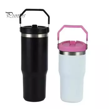 Крышка чашки 20 унций 30 унций с хорошим уплотнением, герметичная, пищевая, с отверстием для соломинки и ручкой, без запаха, толстая сменная крышка для стакана, крышка для чашки темно-розовый