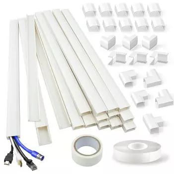 Крышка для электропроводки Rabieru Крышка для кабеля Проводка для скрытого монтажа Чехол для шнура Защитное устройство для шнура Электрический провод Крышка для кабеля Защитная лента для кабеля и маскировка белый