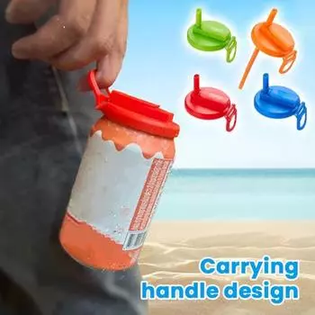 Крышка для банки из-под газировки Крышка для банки многоразового использования с силиконовой трубочкой Банка из-под газировки, не проливающаяся 1pc оранжевый