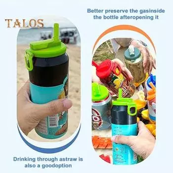 Крышка для банки из-под газировки, многоразовая крышка для банки с силиконовой трубочкой, непроливаемая крышка для банки из-под газировки для стандартных банок с напитками, пивом, соком 1pc красный