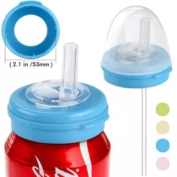 Крышка для банки с газировкой, 1 шт., многоразовая упаковка, безалкогольные напитки, пиво, шведский стол, синяя, силиконовый пластик, трубочка без бисфенола А для герметичного уплотнения зелёный