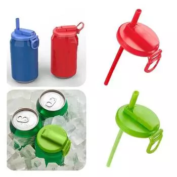 Крышка для банки с газировкой Yousheng, многоразовая крышка для банки с силиконовой трубочкой, герметичная крышка для банки с газировкой для стандартных банок с напитками, пивом, соком 1pc зелёный