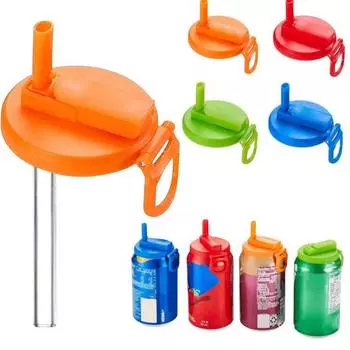 Крышка для банок с газировкой Крышки для банок с соломинкой для газировки Многоразовые крышки без бисфенола А Герметичное уплотнение Сохранение свежести газировки Многоцелевой маркер для банок пива Сока Сельтерской воды зелёный