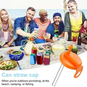 Крышка для банок с газировкой Крышки для банок с соломинкой для газировки Многоразовые крышки без бисфенола А Герметичное уплотнение Сохранение свежести газировки Многоцелевой маркер для банок пива Сока Сельтерской воды красный