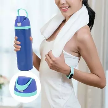 Крышка для бутылки с водой с трубочкой, крышка из пищевого пластика без содержания бисфенола А с ручкой, устойчивая к брызгам крышка, сменные колпачки для кофейной кружки-холодильника серый