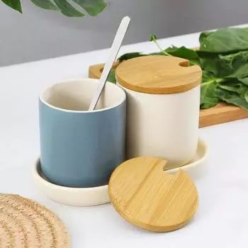 Крышка для чашки из бамбука с отверстиями для ложки, деревянная крышка для чашки для контейнеров A