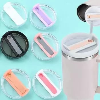 Крышка для чашки Стэнли, прозрачная, герметичная, герметичная, с защитой от брызг, роликовая, из нержавеющей стали, с ручкой для автомобильной чашки, с трубочкой, крышка для чашки