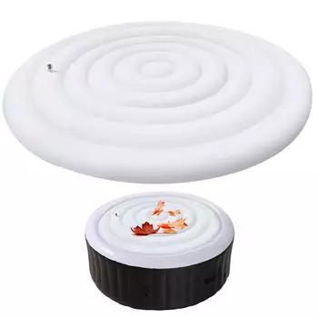 Крышка для джакузи на открытом воздухе, надувной круглый складной бассейн, наполненный пылезащитным чехлом, теплоизоляционным чехлом для лета на открытом воздухе 145cm белый