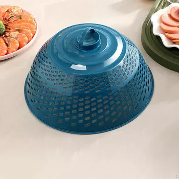 Крышка для еды Сетка для торта Подвижная ручка Многофункциональная экономящая место Тарелки Миски Блюда Сетка синий