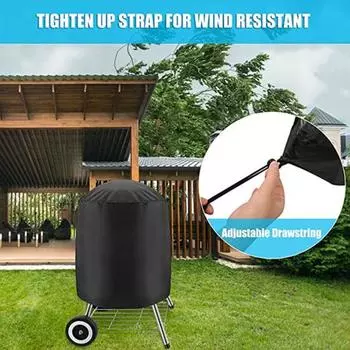 Крышка для гриля-барбекю Водонепроницаемый пыленепроницаемый устойчивый к УФ-излучению Снегозащитный с застежкой-лентой Дышащий дизайн на шнурке круглой формы Крышка для жаровни для дома M