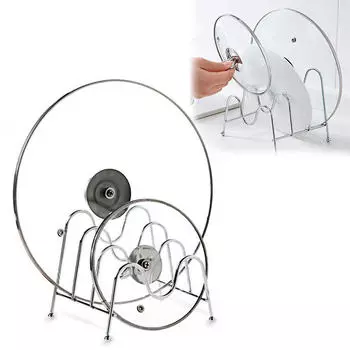 Крышка для кастрюли Подставка для хранения железа Держатель для тарелок Металлическая опорная рама Основание Крышка для кастрюли Разделочная доска Органайзер для ножей Кухня as show серебряный