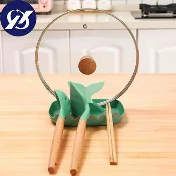 Крышка для кастрюли, полка, термостойкие кухонные аксессуары, многоразовая кухонная стойка, подставка для ложки, держатель для крышки кастрюли, практичный декоративный зелёный