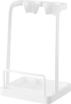 Крышка для кастрюли Yamazaki Jitsugyo и подставка для погружного блендера с подносом, белая, Ш14 x Г12,5 x В23,3 см, подставка для крышки кастрюли, кухонная техника, хранение 1614