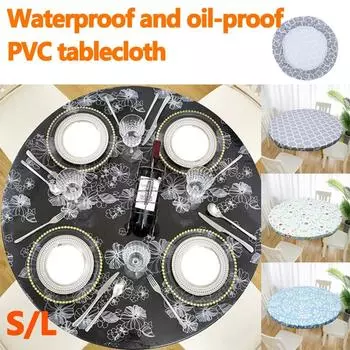 Крышка для круглого стола с принтом, виниловая скатерть из ПВХ, которую можно протирать, для домашней вечеринки, обеденной скатерти 112/140 см 95-112cm красный