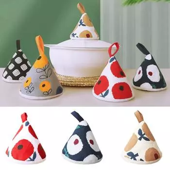 Крышка для кухонной кастрюли с зажимом, изолированная ручка, крышка для кастрюли, перчатка с ручкой, теплоизоляционная перчатка, маленькая прихватка для духовки, хлопковый материал A