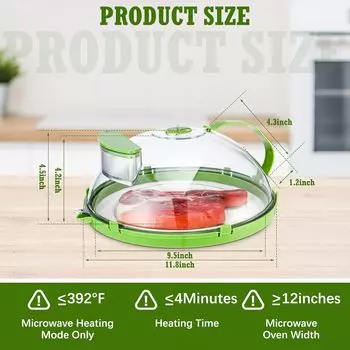Крышка для микроволновой печи для еды, прозрачная крышка от брызг для микроволновой печи с ручкой и ящиком для хранения воды, крышки для 10-дюймовых тарелок, кухонные гаджеты и аксессуары