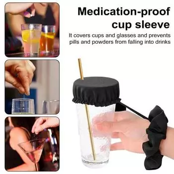 Крышка для напитков Резинка для напитков Предотвращение шипов для напитков Многоразовая пылезащитная эластичная резинка для волос с крышкой для напитков, пива, чашки для воды Для женщин и девочек, подарок для студентов колледжа