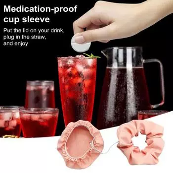 Крышка для напитков Резинка для напитков Предотвращение шипов для напитков Многоразовая пылезащитная эластичная резинка для волос с крышкой для напитков, пива, чашки для воды Для женщин и девочек, подарок для студентов колледжа розовый