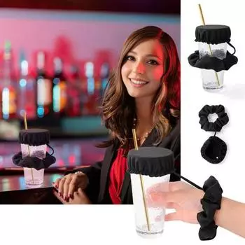 Крышка для напитков Scrunchie для предотвращения протечек напитков многоразовая пылезащитная эластичная резинка для волос с крышкой для стакана для пива, воды белый