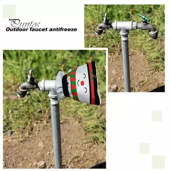 Крышка для наружного крана с рождественским дизайном в виде снеговика, универсальный размер, простая установка, зимняя изоляционная крышка для крана, носки, чехлы для шлангов белый