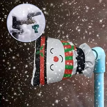 Крышка для наружного крана с рождественским дизайном в виде снеговика, универсальный размер, простая установка, зимняя изоляционная крышка для крана, носки, чехлы для шлангов белый