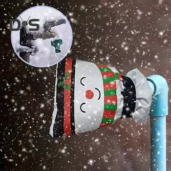 Крышка для наружного крана с рождественским дизайном в виде снеговика, универсальный размер, простая установка, зимняя изоляционная крышка для крана, носки, чехлы для шлангов белый