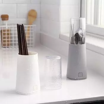 Крышка для палочек для еды, большой ящик для хранения с емкостью для кухонных столовых приборов, съемная полка для ложки и слива палочек для еды абрикосовый